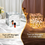 DIY Tulip Cube Mirror Lamp Flowers LED Night Light - Image 2