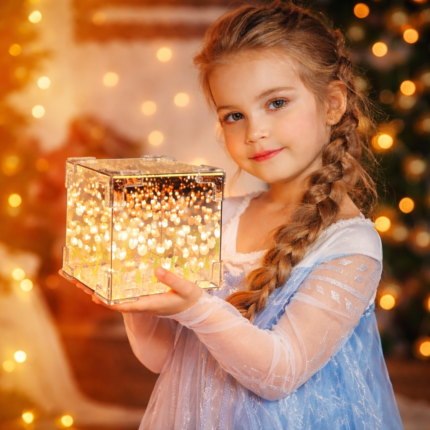 DIY Tulip Cube Mirror Lamp Flowers LED Night Light